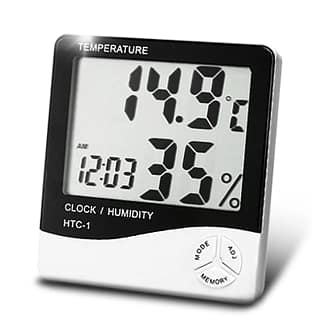 Termometro higrometro con reloj y alarma